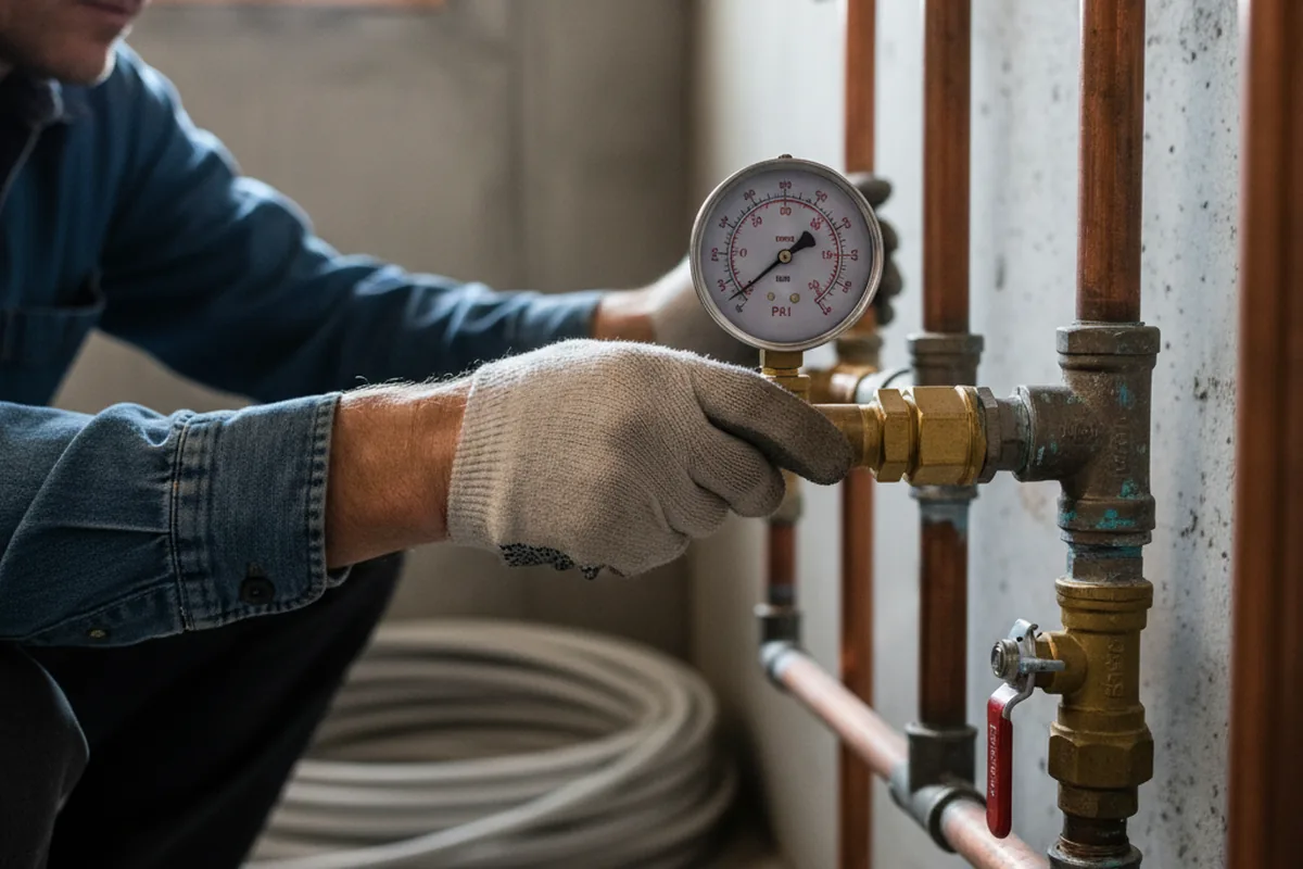 Pressure testing a repaired line during Water Line Repair in Hazel Crest
